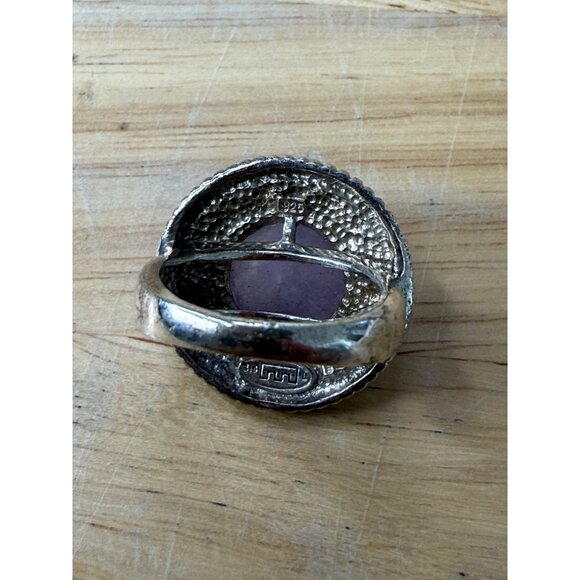 Sterling Silver Amethyst Ring With Marcasite Accents 925 Signed Size 6 - Picture 4 of 13
